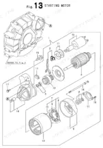 bce79241-b-exploded-view-27 Yanmar 3TNE68-ENBAC exploded view diagram of the starting motor assembly and components.
