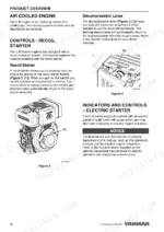 bebb225f-b-controls-28 Yanmar L48N, L70N, L100N manual showing recoil starter and decompression lever operation diagrams and controls.