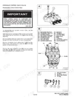 bobcat-440-443-443b-skid-steer-loader-service-manual-6566694-exploded-view-56.webp Bobcat 440, 443, 443B hydraulic control valve disassembly procedure, component diagrams, and anti-cavitation valve parts list.