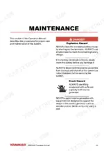 c38fa129-b-maintenance-33 Yanmar KMG65E-S3, KMG65E-S6, KMG65E-K3, KMG65E-K6 maintenance manual page showing battery explosion and crush safety hazards.