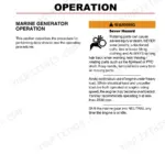 Yanmar KMG65E-S3, KMG65E-S6, KMG65E-K3, KMG65E-K6 marine generator operation manual page with rotating parts safety warning.