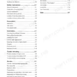Quicke Q20-Q85 loader manual table of contents listing safety, installation, troubleshooting, and service procedures.