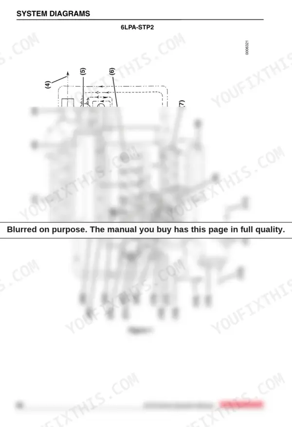 Yanmar 6LPA-STP2, 6LPA-STZP2 cooling and lubrication system flow diagram showing pumps, heat exchangers, and turbocharger.