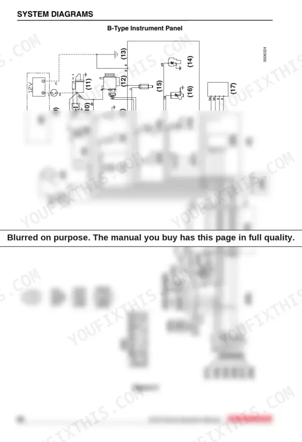 Yanmar 6LPA-STP2, 6LPA-STZP2 wiring diagram for B-Type instrument panel showing electrical connections and components.