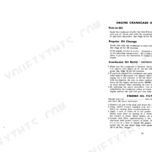 Case 1370, 1370 Tractor engine crankcase oil change and oil filter replacement procedures and refill capacities.