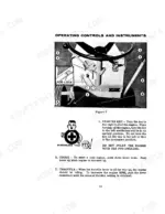 Case 150, 190 operating controls and instruments diagram showing starter key, choke, and throttle lever locations.