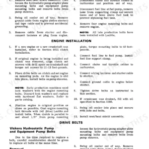 Case 1816, 1816 UNI-LOADER service manual page for engine removal, installation, and drive belt replacement procedures.