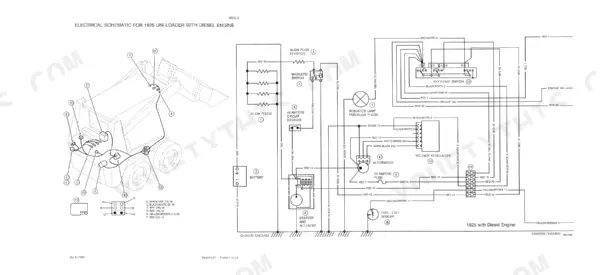Case 1825 Uni-Loader service manual — electrical schematic for diesel-engine machines, p. 671