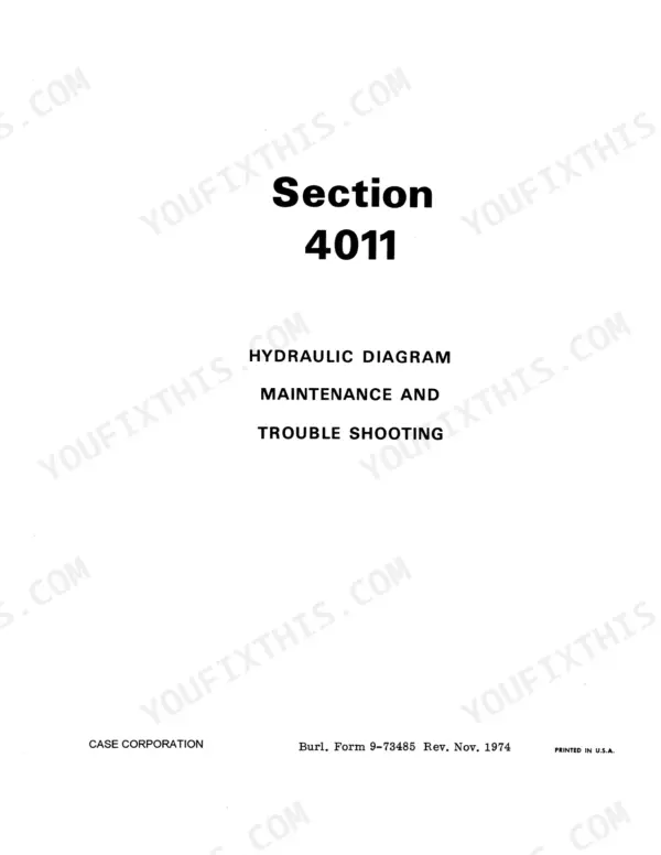Case 1830, 1830 Uni-Loader Section 4011, Hydraulic Diagram, Maintenance, and Troubleshooting service manual page.