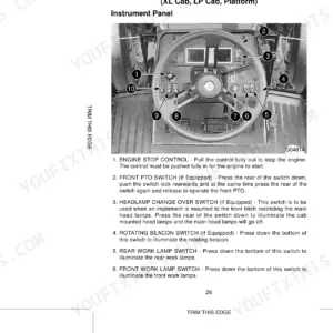 Case 3210, 3220, 3230, 4210, 4220, 4230, 4240 instrument panel controls diagram and switch identification guide.