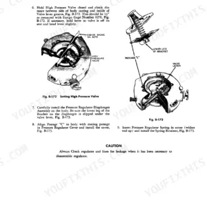 Case 350, 500B, 600B LP fuel system service manual: setting high pressure valve and regulator diaphragm assembly procedures.