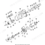 Case 40 XT, 60 XT, 70 XT, 40XT, 60XT, 70XT, 75XT hydrostatic pump exploded view showing shaft, bearings, and plate components.