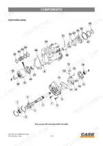 case-40-to-xt-skid-steers-service-manual-exploded-view-36.webp Case 40 XT, 60 XT, 70 XT hydrostatic pump exploded view showing shaft, bearings, and internal pump components.