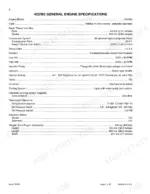 Case 422/M2, 422T/M2 general engine specifications table including bore, stroke, firing order, and idle speeds.