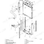 Case 410–465 Skid Steer radiator mounting exploded view