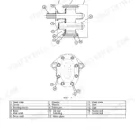 Case 435, 445CT, 445 hydraulic pump sectional view diagram with numbered component parts list and assembly details.