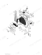 case-480c-construction-king-loader-backhoe-parts-catalog-c1295-engine-parts-10.webp Case 480C exploded view diagram of the engine radiator, cooling fan, hoses, and mounting hardware components.
