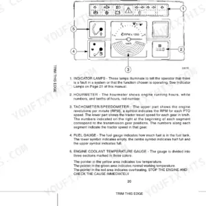 Case 5120, 5130, 5140, 5150, Maxxum Tractors standard instrument cluster diagram, gauges, and indicator lamp descriptions.