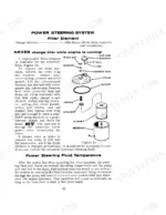 Case 730-843 manual: Power steering system filter element replacement procedure and exploded view diagram of reservoir components.