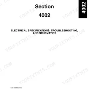 Case 75XT service manual Section 4002, covering electrical specifications, troubleshooting, and system schematics.