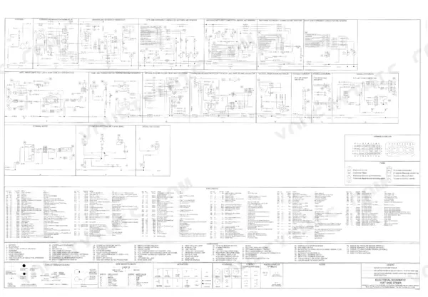 Case 75XT electrical schematic wiring diagram showing circuits, fuse box, wire identification table, and component legend.