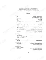 Case 800B, 800, 801, 803 engine general specifications table including bore, stroke, firing order, and valve clearance.