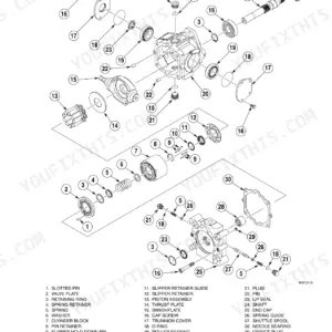 Case 85XT, 90XT, 95XT hydrostatic drive motor exploded view diagram with numbered parts list and component labels.