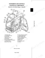 Case 9050B, 9050B Excavator operator cab controls diagram showing component locations and numbered parts list.