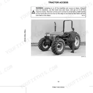 Case C50, C60, C70, C80, C90, C100 operator manual page showing tractor access safety warning and three-point contact.