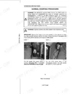 Case C50, C60, C70, C80, C90, C100 normal starting procedure, MFD safety warnings, and PTO clutch lever instructions.