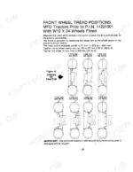 Case Case Tractor front wheel tread position diagram for MFD tractors with W12 x 24 wheels, showing adjustment settings.