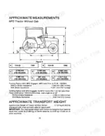 Case Case Tractor MFD without cab approximate measurements diagram, turning radius, and transport weight specifications.