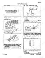 case-ck36-ck50-excavators-service-manual-lep-7-38181gb-hydraulic-105.webp Case CK36, CK50 inspection manual for track chain, idler wheel, and bottom roller wear specifications and measurements.