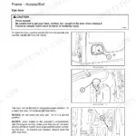 Case CX80C operator manual page showing cab door access, handle operation, and door latching procedures with diagrams.