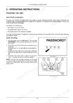 case-construction-cx80c-midi-excavator-operator-manual-47542274-operations-105.webp Case CX80C operating instructions for anti-theft protection, password entry, and control button identification.