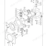 Case SV212D, SV216D exploded view diagram of the articulation frame pivot and component identification.