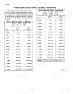 case-corporation-1835c-uni-loader-service-manual-rac-8-69341-torque-10.webp Case Corporation 1835C torque specifications table for Grade 5 and Grade 8 decimal hardware bolts, nuts, and studs.
