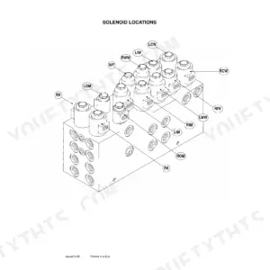 Case Corporation 955 AFS Planter, Concord AFS Air Seeder: Solenoid locations diagram on hydraulic manifold block.