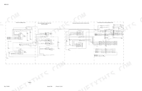 Case Corporation 955 AFS Planter wiring diagram showing tractor connection, tail lights, and tillage air system connections.