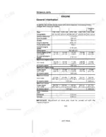 Case IH CVX1135–CVX1195 engine technical data table showing power, torque, and valve clearances.