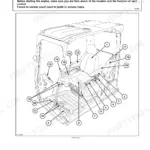 Case CX250C operator compartment diagram showing numbered locations of cab controls and accessories.