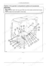 Case CX250C operator compartment diagram showing numbered locations of cab controls and accessories.