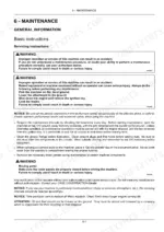 Case CX250C maintenance manual page detailing general safety instructions, servicing procedures, and warning labels.
