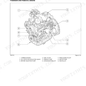 Case F4GE9454H, F4GE9454J, F4GE9484D, F4HE9484A, F4HE9484C engine exploded view diagram showing turbo and pump components.