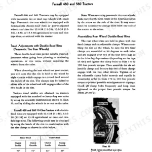 Case Farmall 460, Farmall 560, International 560 rear wheel tread adjustment procedures, torque specs, and rim diagram.