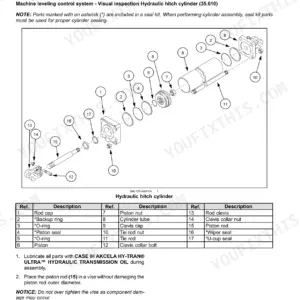 Case IH 1225AFF, 1625AFF, Twin-Row 1225AFF, Twin-Row 1625AFF, Front Fold Planter exploded view of hydraulic hitch cylinder.