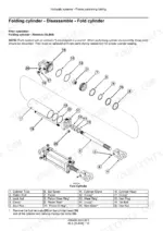 Case IH 1235 Mounted Stacker Planter exploded view of folding cylinder disassembly with parts list and instructions.