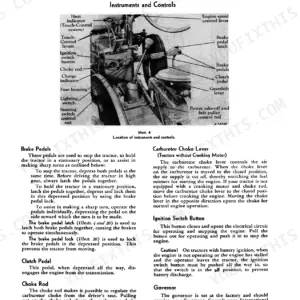 McCormick International Farmall 130 Tractor Operator Manual: Diagram and description of operator controls.