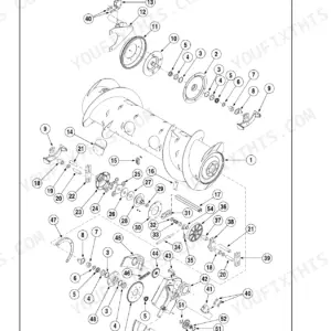 Case IH 2142, 2152, 2162 Draper Header — exploded view of drum auger internal repair components