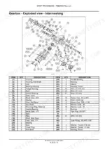 Case IH 3406-3418 Corn Header gearbox intermeshing exploded view diagram and parts list with housing, gears, and bearings.